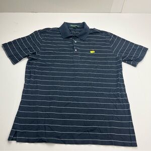 Amen Corner Masters Mens Size Medium Blue‎ Striped Short Sleeve Polo Shirt Golf